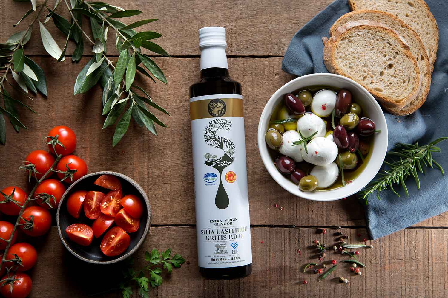 ELASION PDO Sitia glass bottle packaging